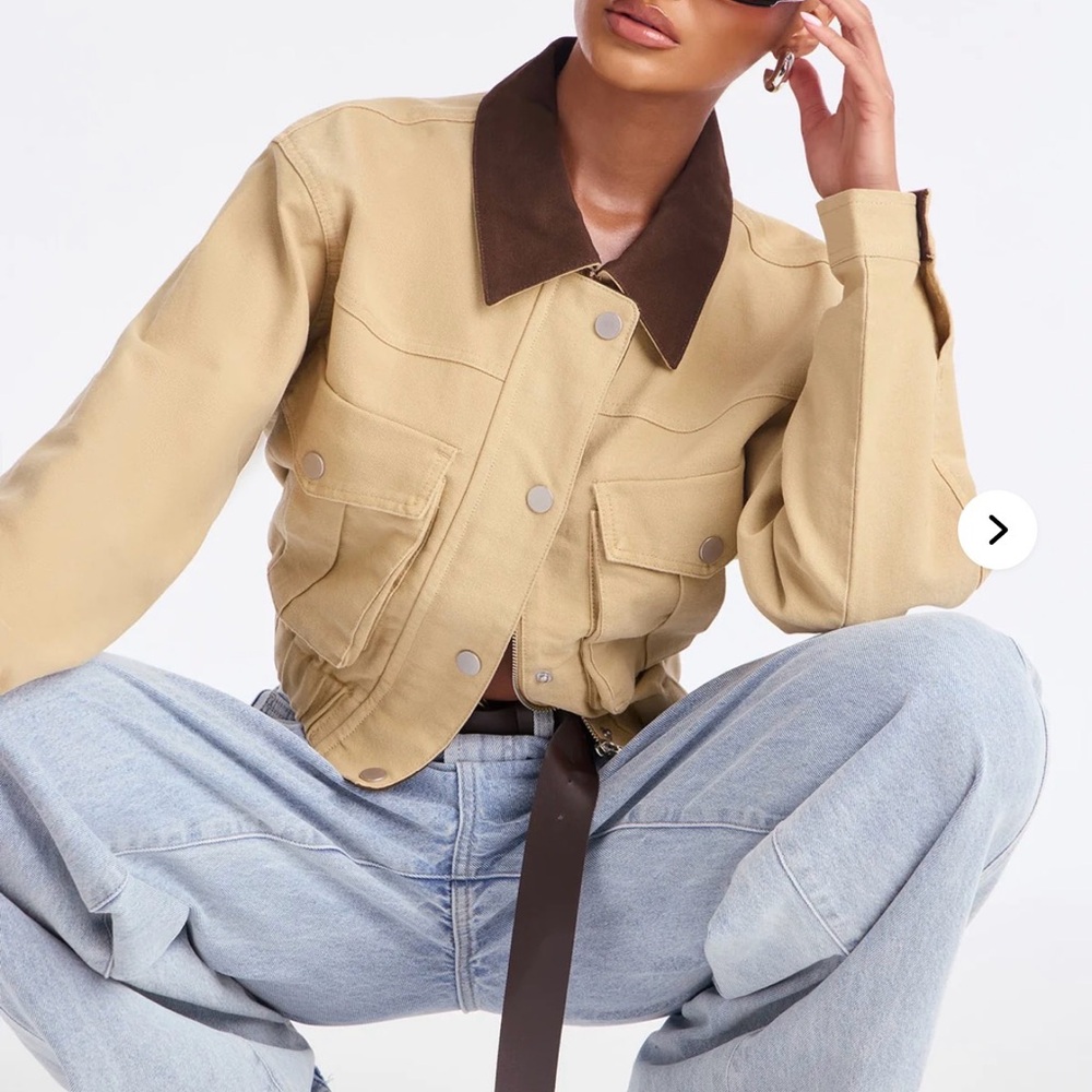 Carry on cropped twill trucker jacket khaki